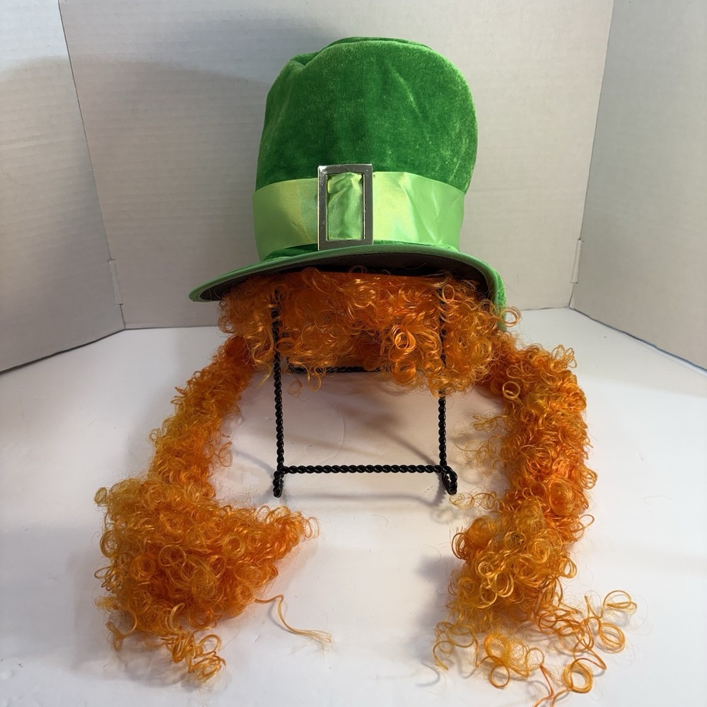 Amscan Leprechaun Costume Set Hat Curly Wig Beard Suspenders Bow Tie 390858